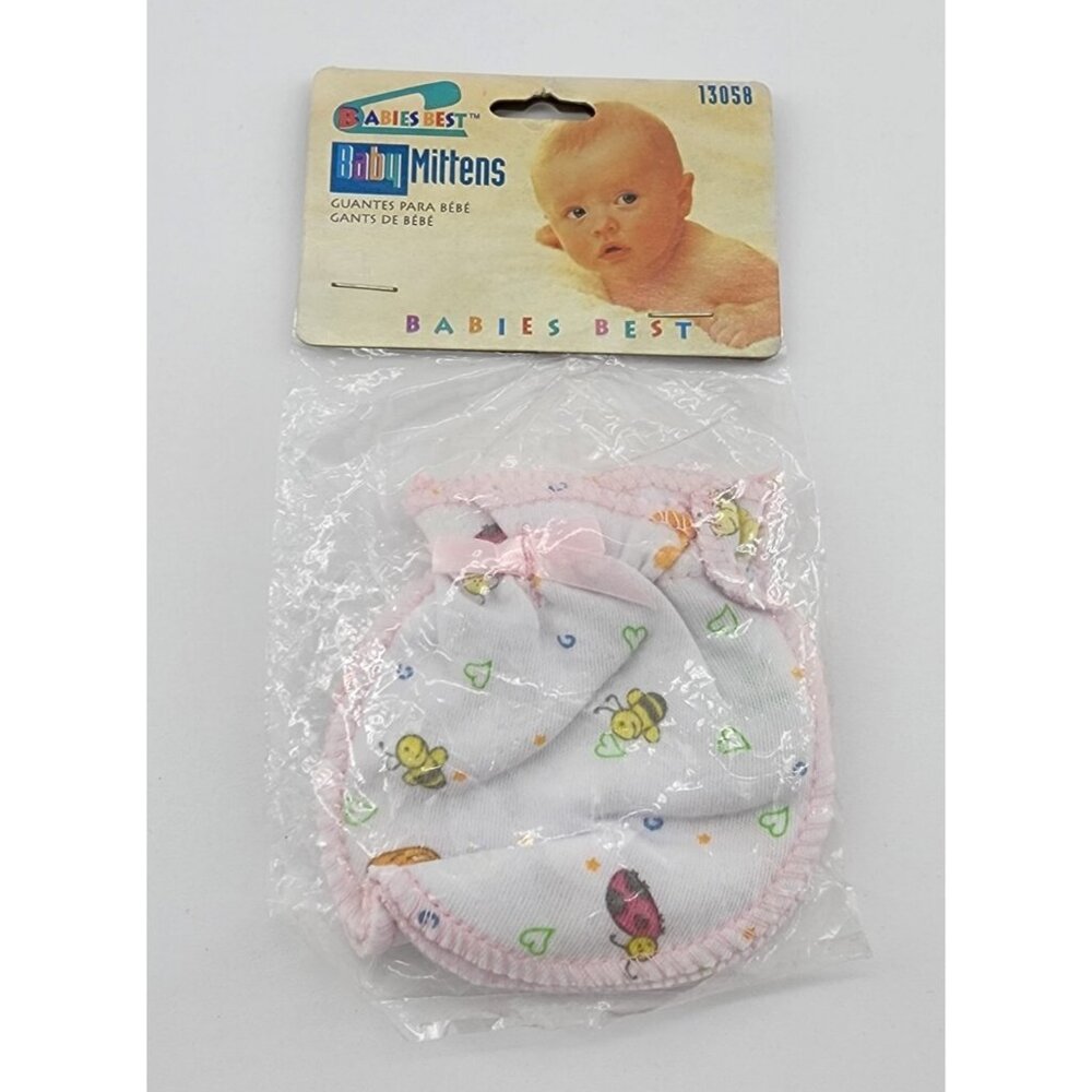 Vintage New NOS 2002 Babies Best Baby Mittens Bugs/Hearts Print
